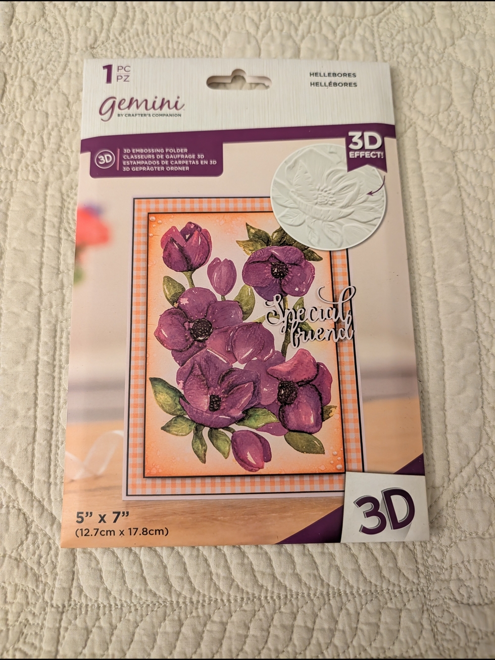 Gemini 3D Embossing Folder - Purple Floral Hellebores Design